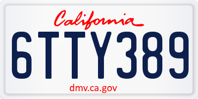 CA license plate 6TTY389