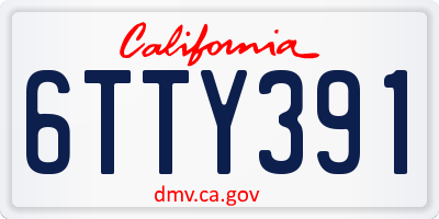 CA license plate 6TTY391