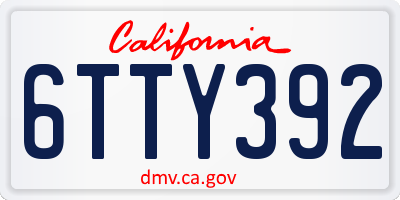 CA license plate 6TTY392