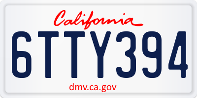 CA license plate 6TTY394