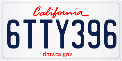 CA license plate 6TTY396