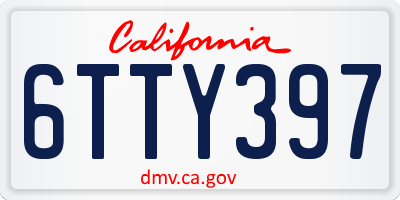 CA license plate 6TTY397