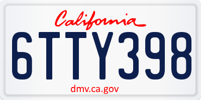 CA license plate 6TTY398