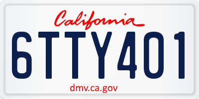 CA license plate 6TTY401