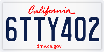 CA license plate 6TTY402