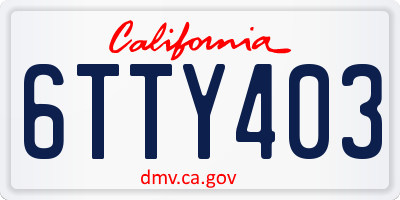 CA license plate 6TTY403
