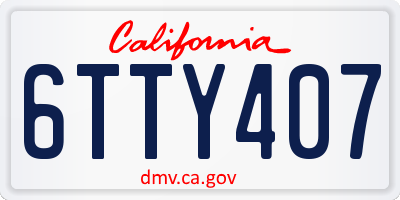 CA license plate 6TTY407