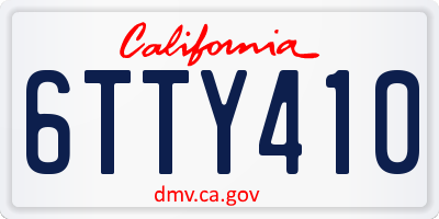 CA license plate 6TTY410