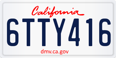 CA license plate 6TTY416