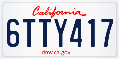CA license plate 6TTY417