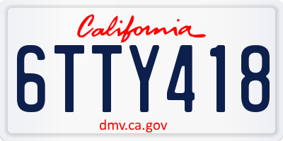 CA license plate 6TTY418