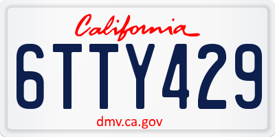 CA license plate 6TTY429