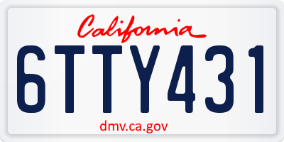 CA license plate 6TTY431