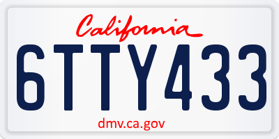 CA license plate 6TTY433
