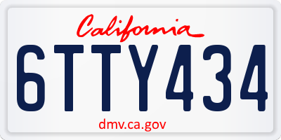 CA license plate 6TTY434