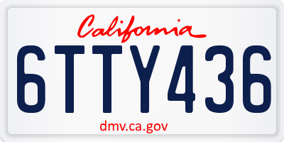 CA license plate 6TTY436