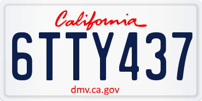 CA license plate 6TTY437
