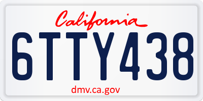 CA license plate 6TTY438