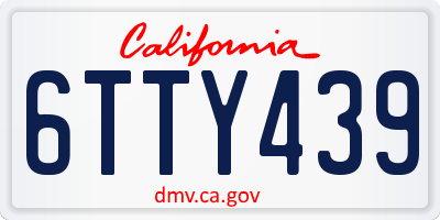 CA license plate 6TTY439