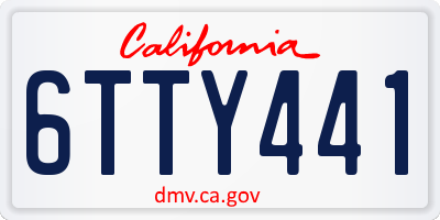 CA license plate 6TTY441