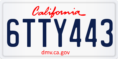 CA license plate 6TTY443