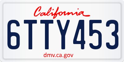 CA license plate 6TTY453