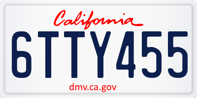 CA license plate 6TTY455