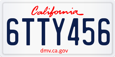 CA license plate 6TTY456