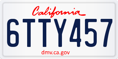 CA license plate 6TTY457