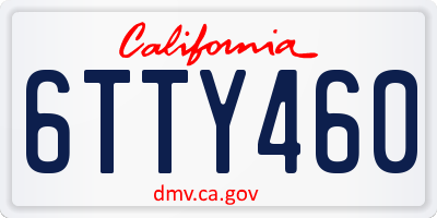 CA license plate 6TTY460