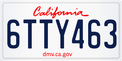 CA license plate 6TTY463