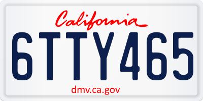 CA license plate 6TTY465