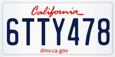 CA license plate 6TTY478