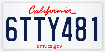 CA license plate 6TTY481