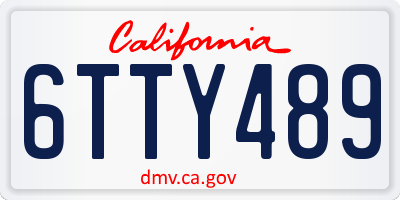 CA license plate 6TTY489