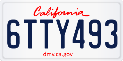 CA license plate 6TTY493