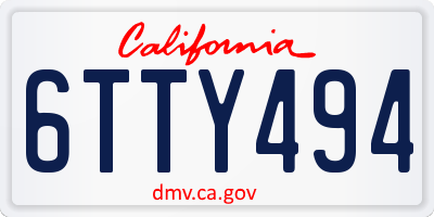 CA license plate 6TTY494