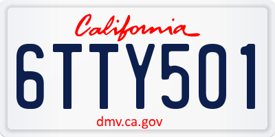 CA license plate 6TTY501