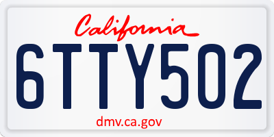 CA license plate 6TTY502