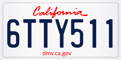 CA license plate 6TTY511