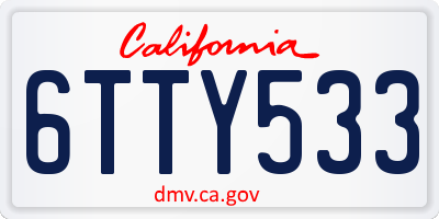 CA license plate 6TTY533