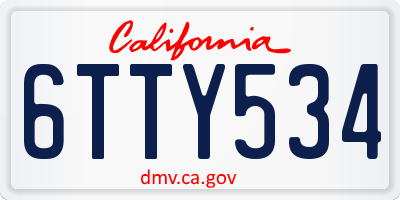 CA license plate 6TTY534
