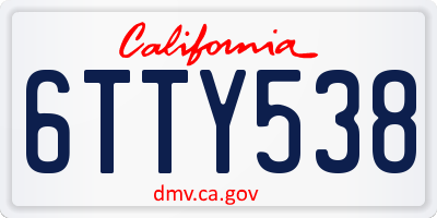 CA license plate 6TTY538