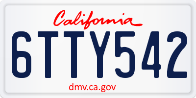 CA license plate 6TTY542