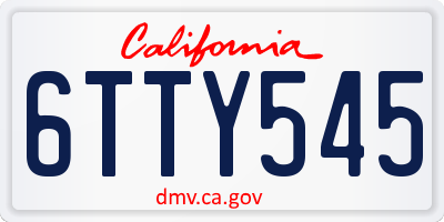 CA license plate 6TTY545