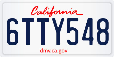 CA license plate 6TTY548