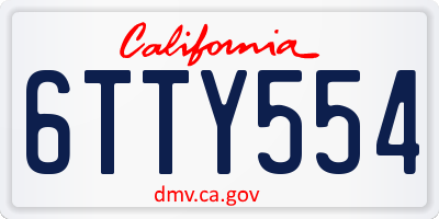 CA license plate 6TTY554