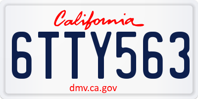 CA license plate 6TTY563