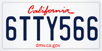 CA license plate 6TTY566