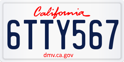 CA license plate 6TTY567